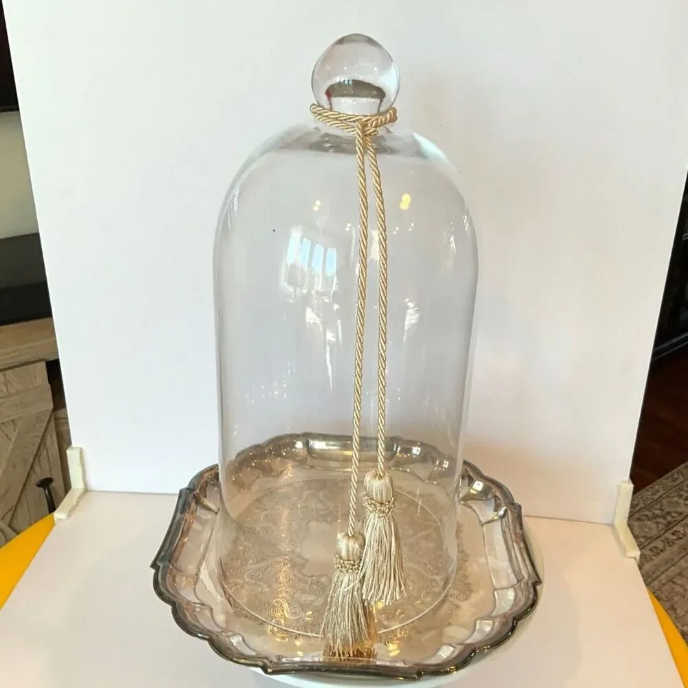 Stunning vintage glass bell jar glass cloche tall; must see